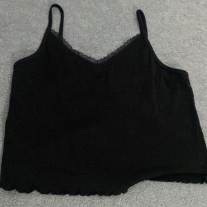 Black lace line tank crop top